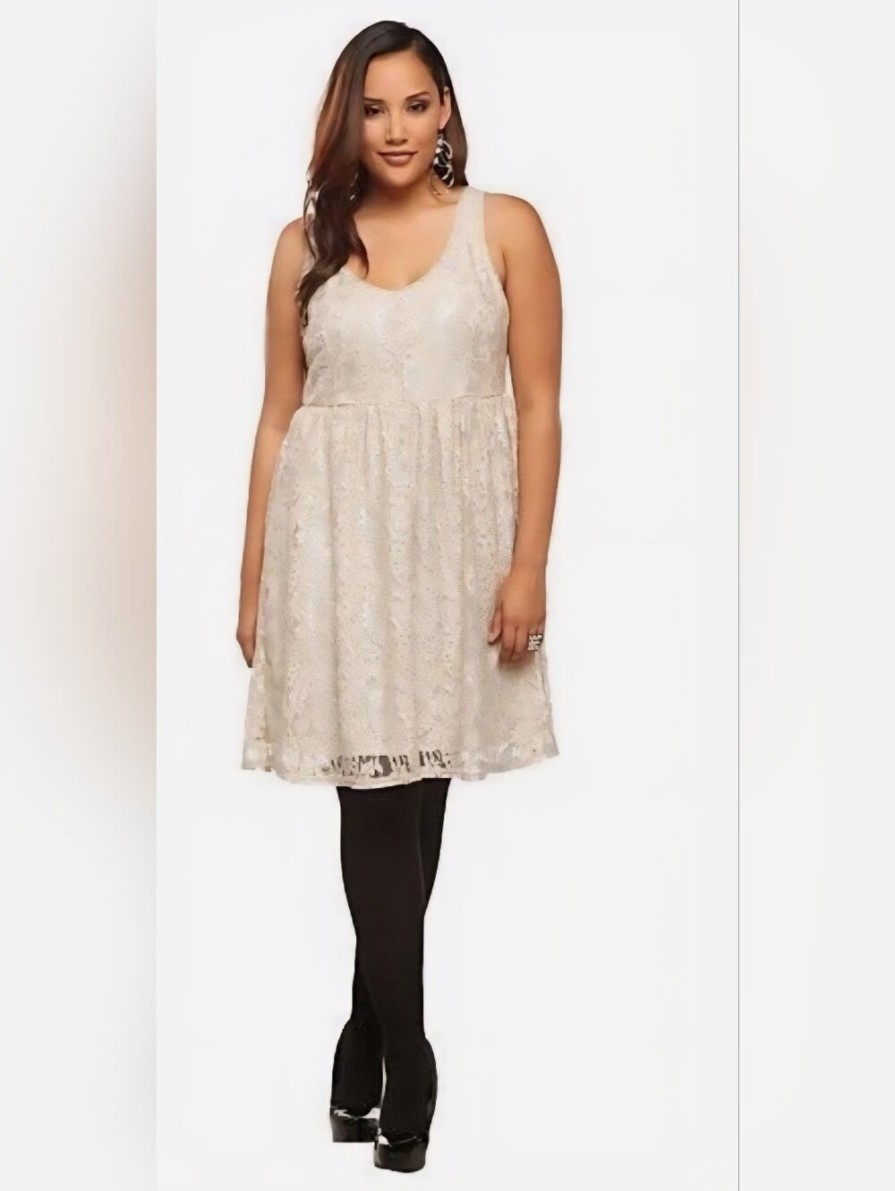GOLDEN GODDESS Torrid Retro Vintage Cream  Babydoll Dress. Size 16 - Picture 2 of 7